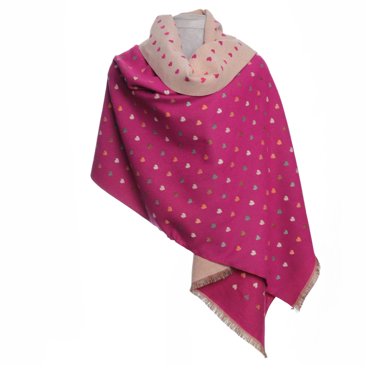 Fab Gifts | Winter Accessories Wrap Mini Hearts Pink by Weirs of Baggot Street