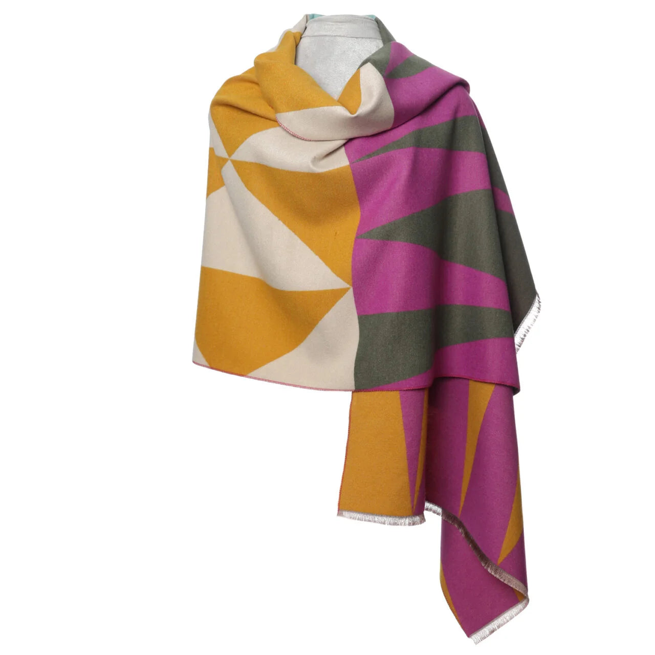 Fab Gifts | Winter Accessories Wrap Reversible Geo Mustard by Weirs of Baggot Street