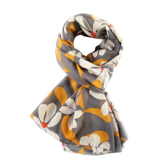 Fabulous Gifts Apparel Bold Blooms Scarf Grey by Weirs of Baggot Street