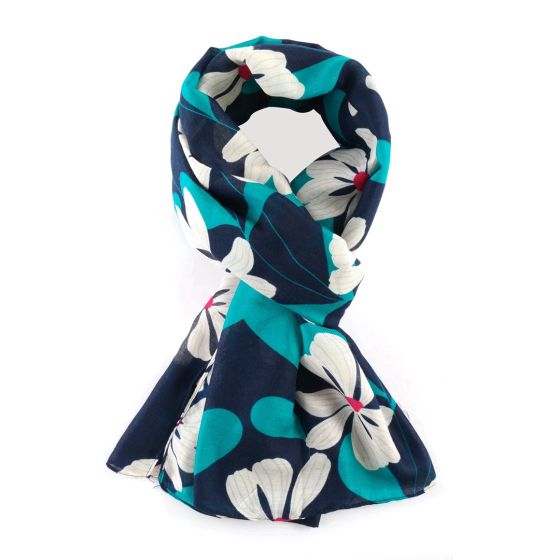 Fabulous Gifts Apparel Bold Blooms Scarf Navy by Weirs of Baggot Street
