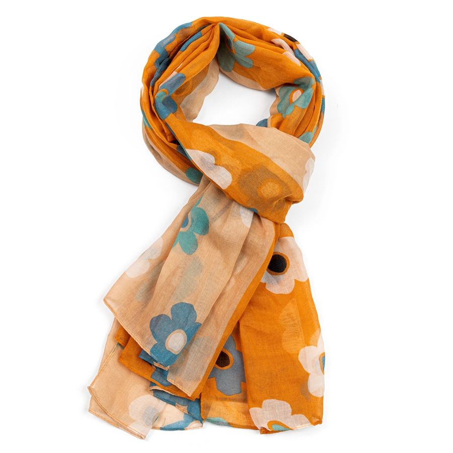 Fabulous Gifts Apparel Bold Floral Scarf Mustard by Weirs of Baggot Street