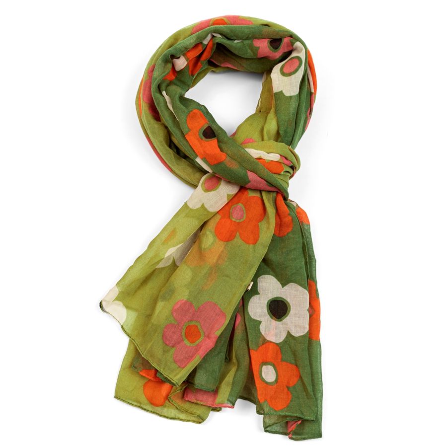 Fabulous Gifts Apparel Bold Floral Scarf Olive by Weirs of Baggot Street