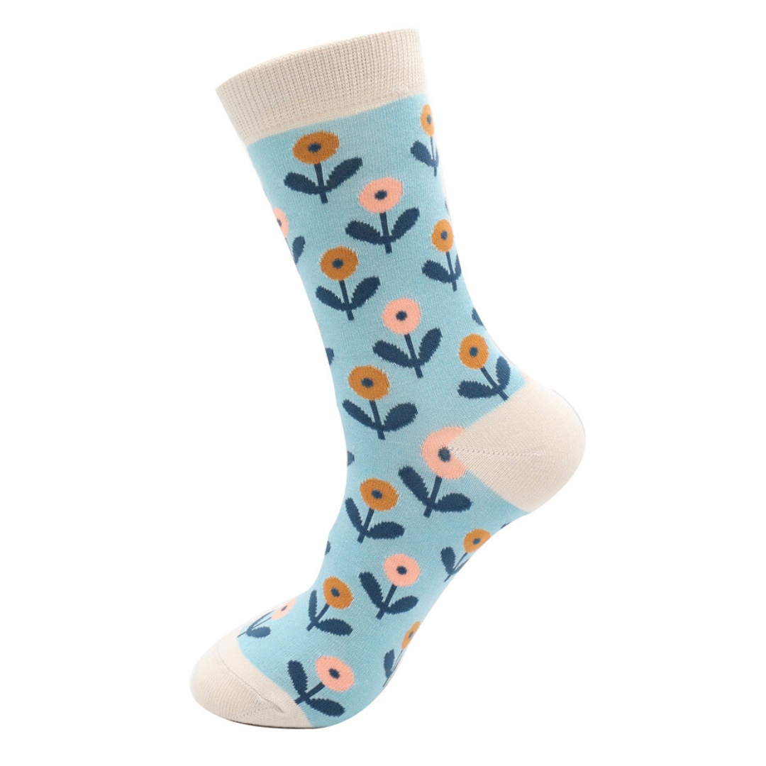 Fabulous Gifts Apparel Fun Floral Socks Duck Egg by Weirs of Baggot Street