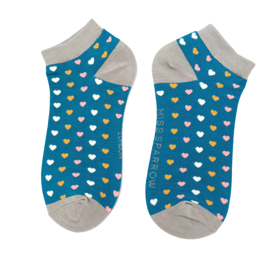 Fabulous Gifts Apparel Hearts Trainer Socks Teal by Weirs of Baggot Street