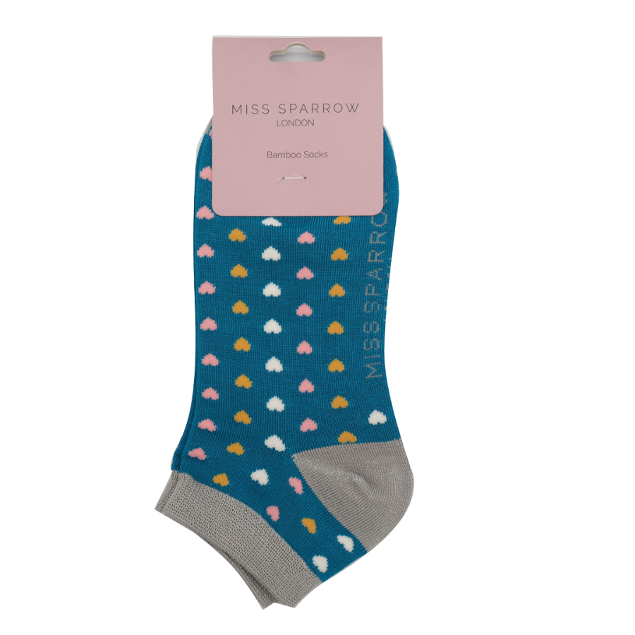 Fabulous Gifts Apparel Hearts Trainer Socks Teal by Weirs of Baggot Street