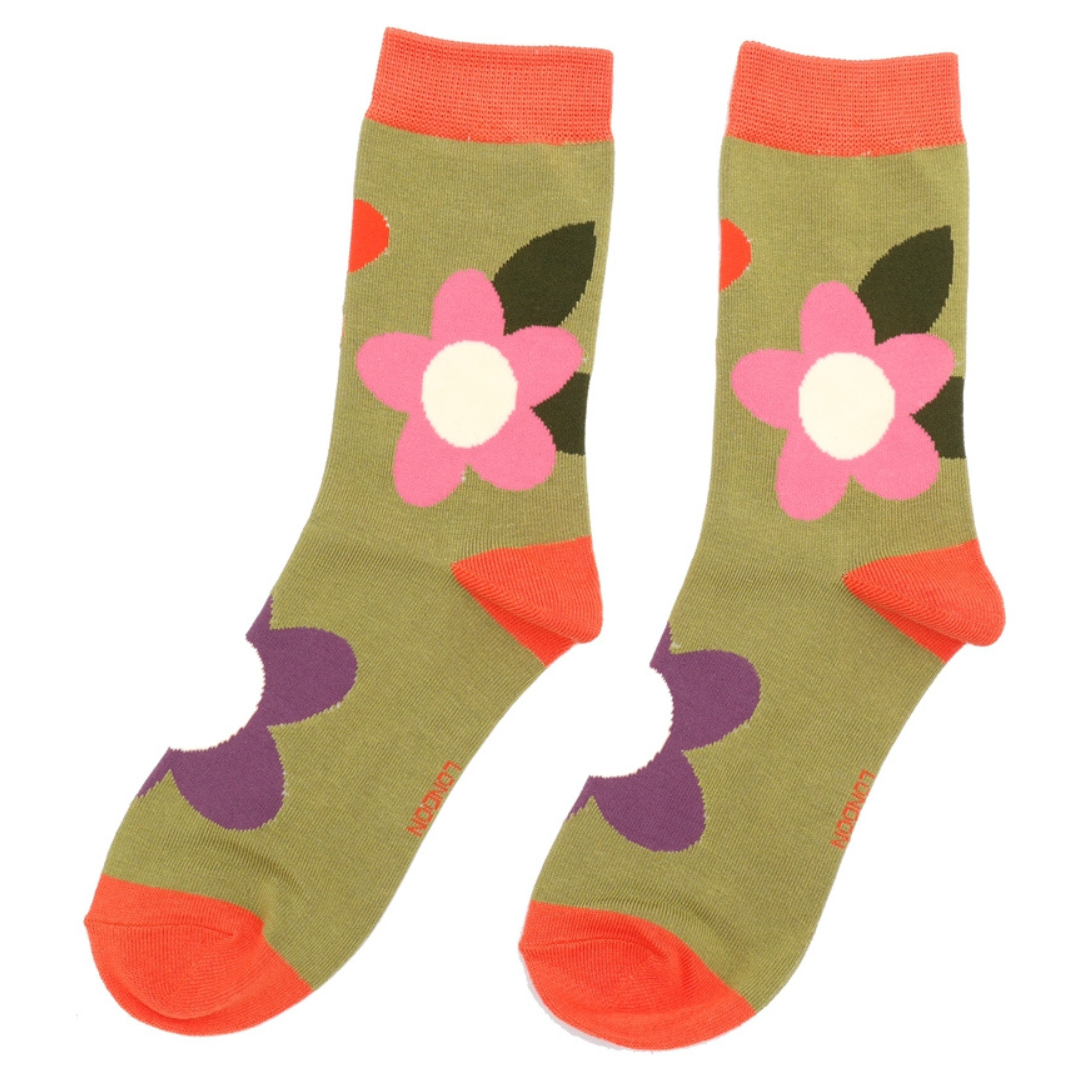 Fabulous Gifts Apparel Large Flowers Socks Moss by Weirs of Baggot Street
