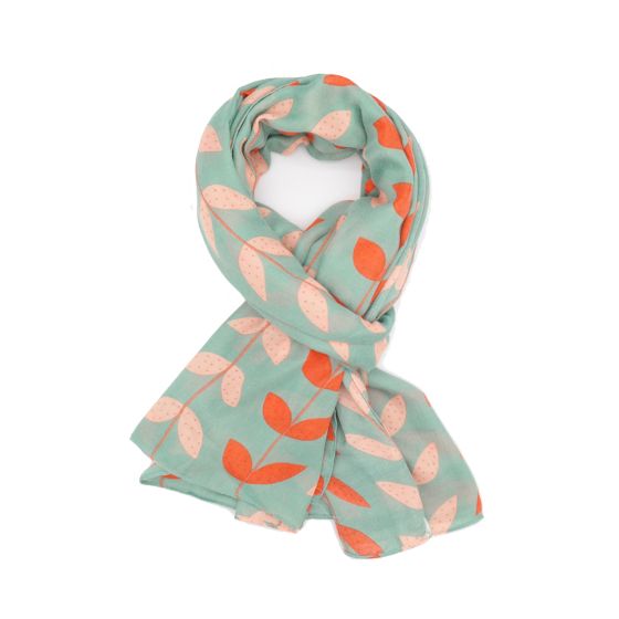 Fabulous Gifts Apparel Leaf Lines Scarf Duck Egg by Weirs of Baggot Street