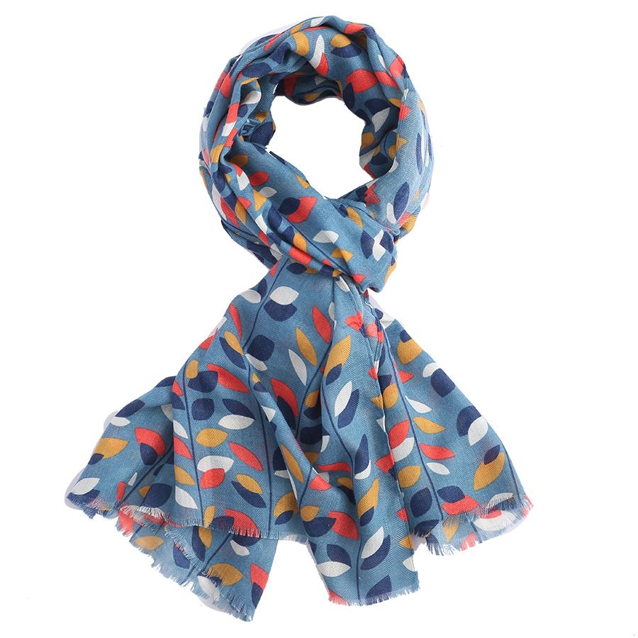 Fabulous Gifts Apparel Leaves Scarf Blue by Weirs of Baggot Street