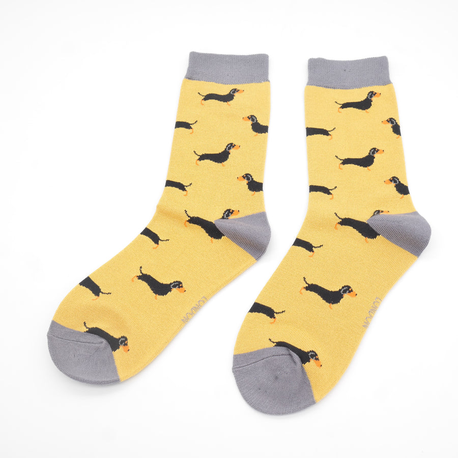 Fabulous Gifts Apparel Little Sausage Dogs Socks Yellow by Weirs of Baggot Street