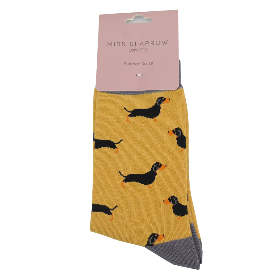 Fabulous Gifts Apparel Little Sausage Dogs Socks Yellow by Weirs of Baggot Street