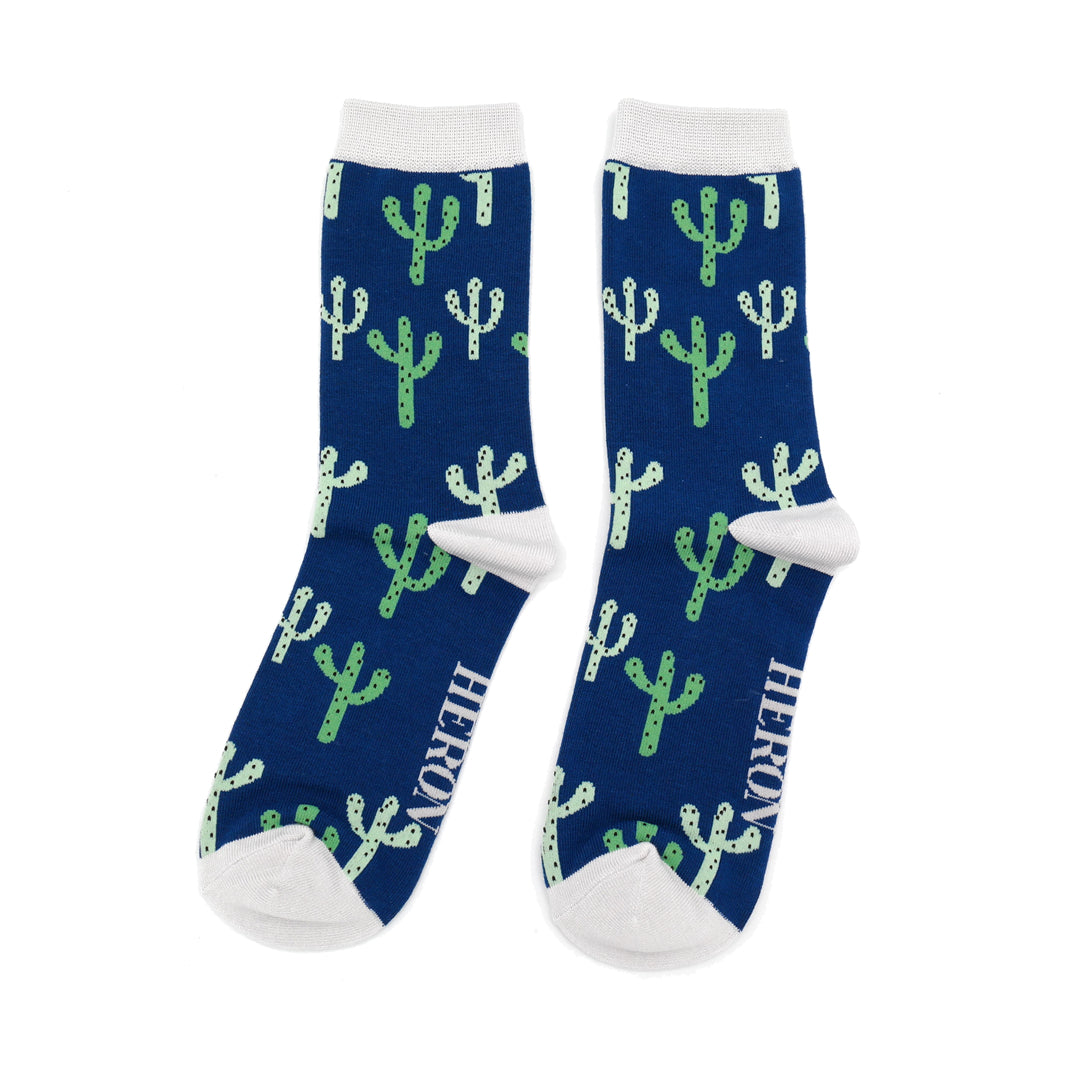Fabulous Gifts Apparel Men's Cacti Socks Navy by Weirs of Baggot Street