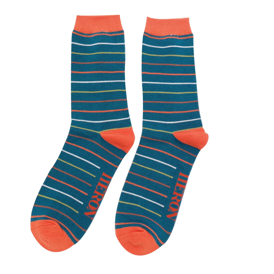 Fabulous Gifts Apparel Men's Thin Stripes Socks Teal by Weirs of Baggot Street