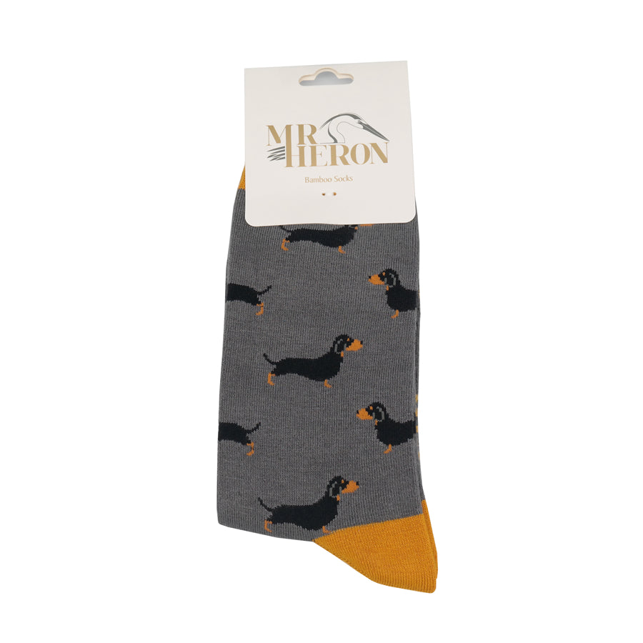 Fabulous Gifts Apparel Mr Heron Little Sausage Dogs Socks Grey by Weirs of Baggot Street