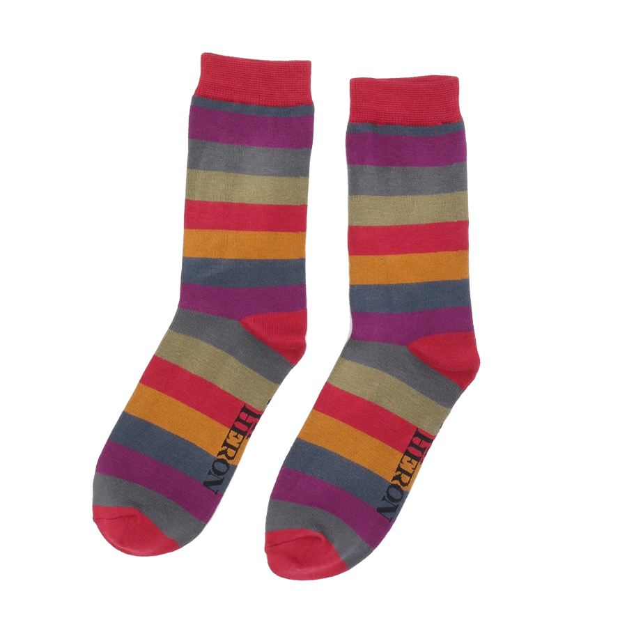 Fabulous Gifts Apparel Mr Heron Thick Stripes Socks Dark by Weirs of Baggot Street