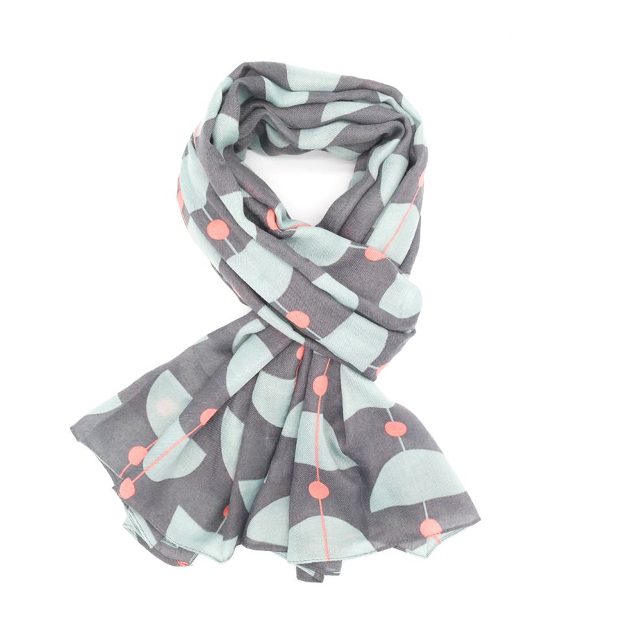 Fabulous Gifts Apparel Retro Shapes Scarf Grey by Weirs of Baggot Street
