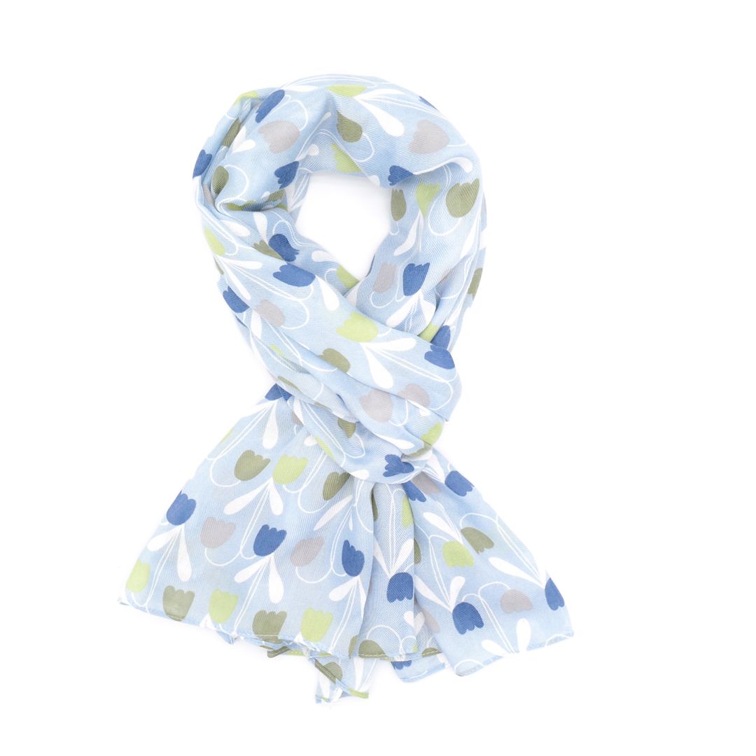 Fabulous Gifts Apparel Sweet Tulips Scarf Pale Blue by Weirs of Baggot Street