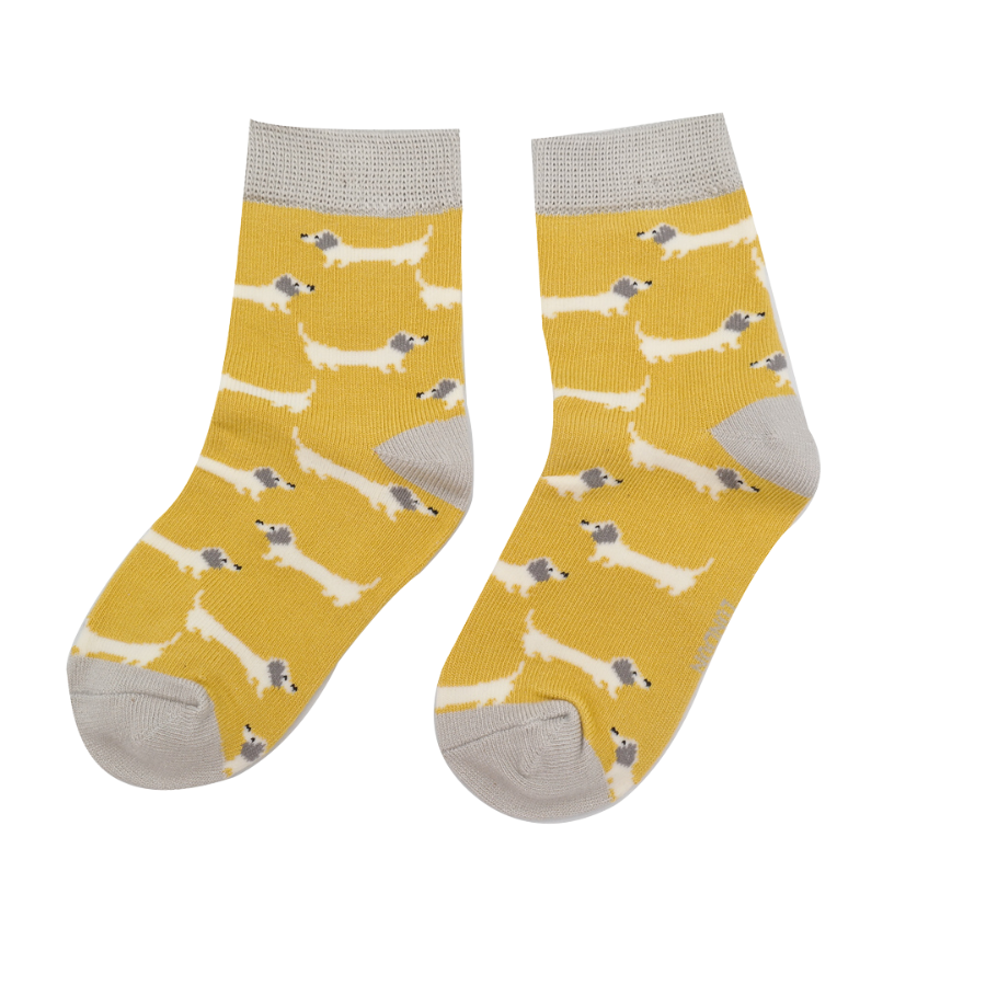 Fabulous Gifts Bubs Kids Girls Sausage Dogs Socks Yellow 2-3Y by Weirs of Baggot Street