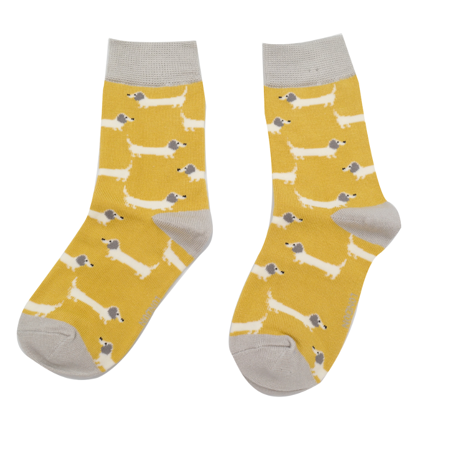 Fabulous Gifts Bubs Kids Miss Sparrow Girls Sausage Dogs Socks Yellow 4-6Y by Weirs of Baggot Street