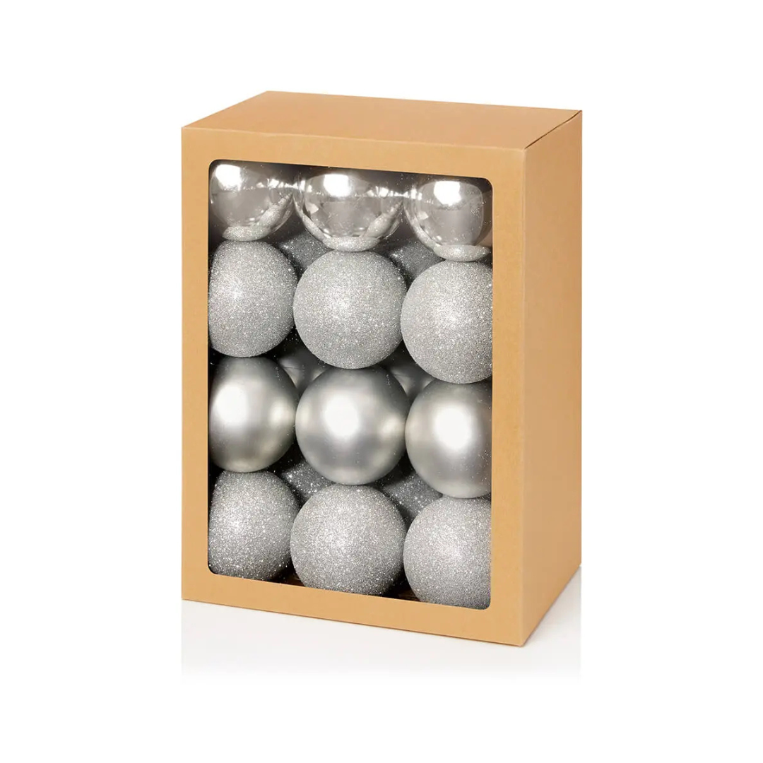 Fabulous Gifts Christmas Christmas Baubles Silver Multi Finish  24 x 30mm by Weirs of Baggot Street