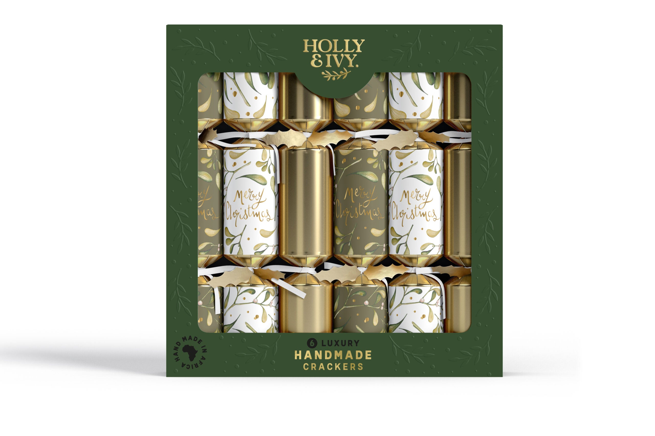 Fabulous Gifts Christmas Crackers Holly & Ivy Luxury Crackers Gold Sage Mistletoe  by Weirs of Baggot Street