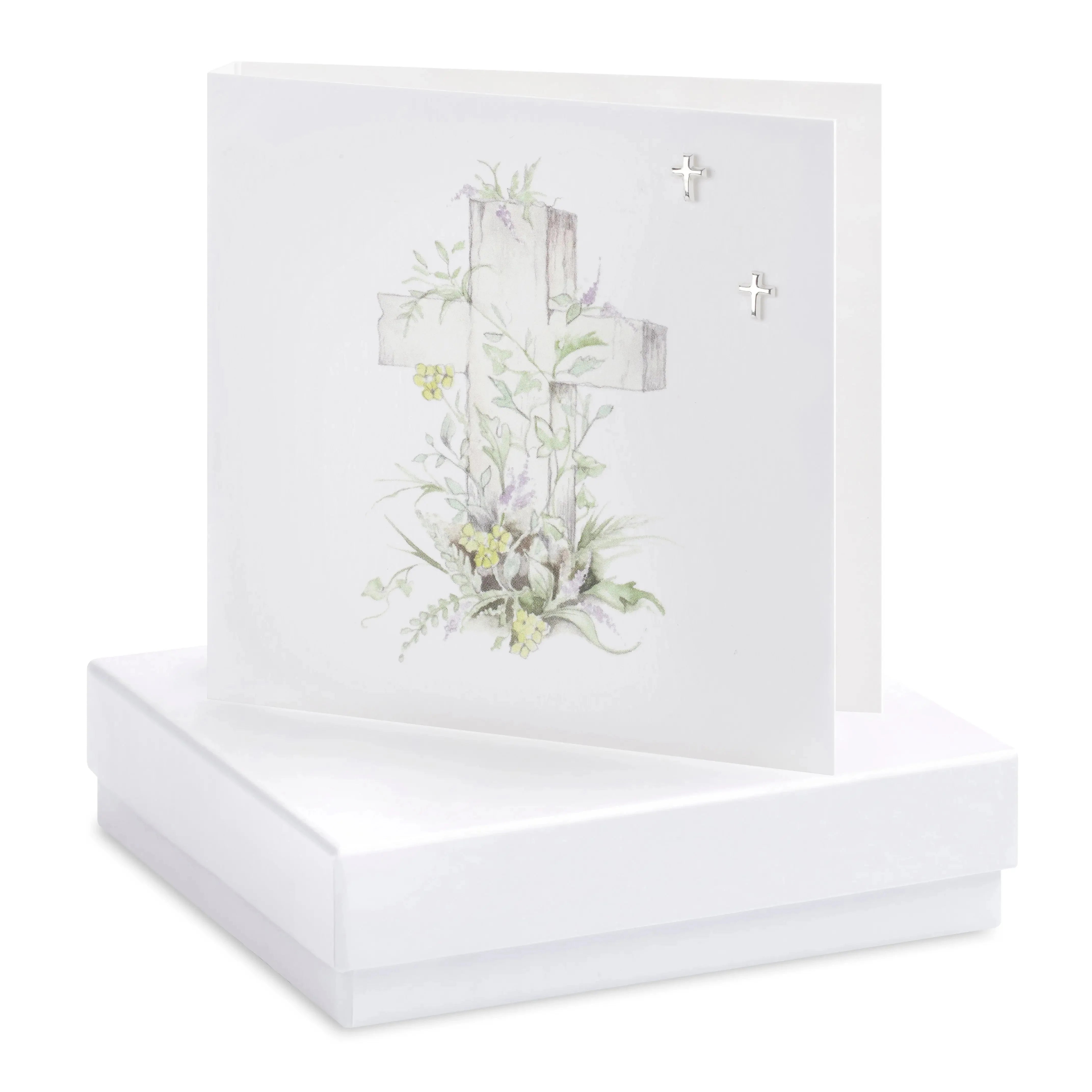 Fabulous Gifts Crumble & Core Box Cross White Earring Card by Weirs of Baggot Street