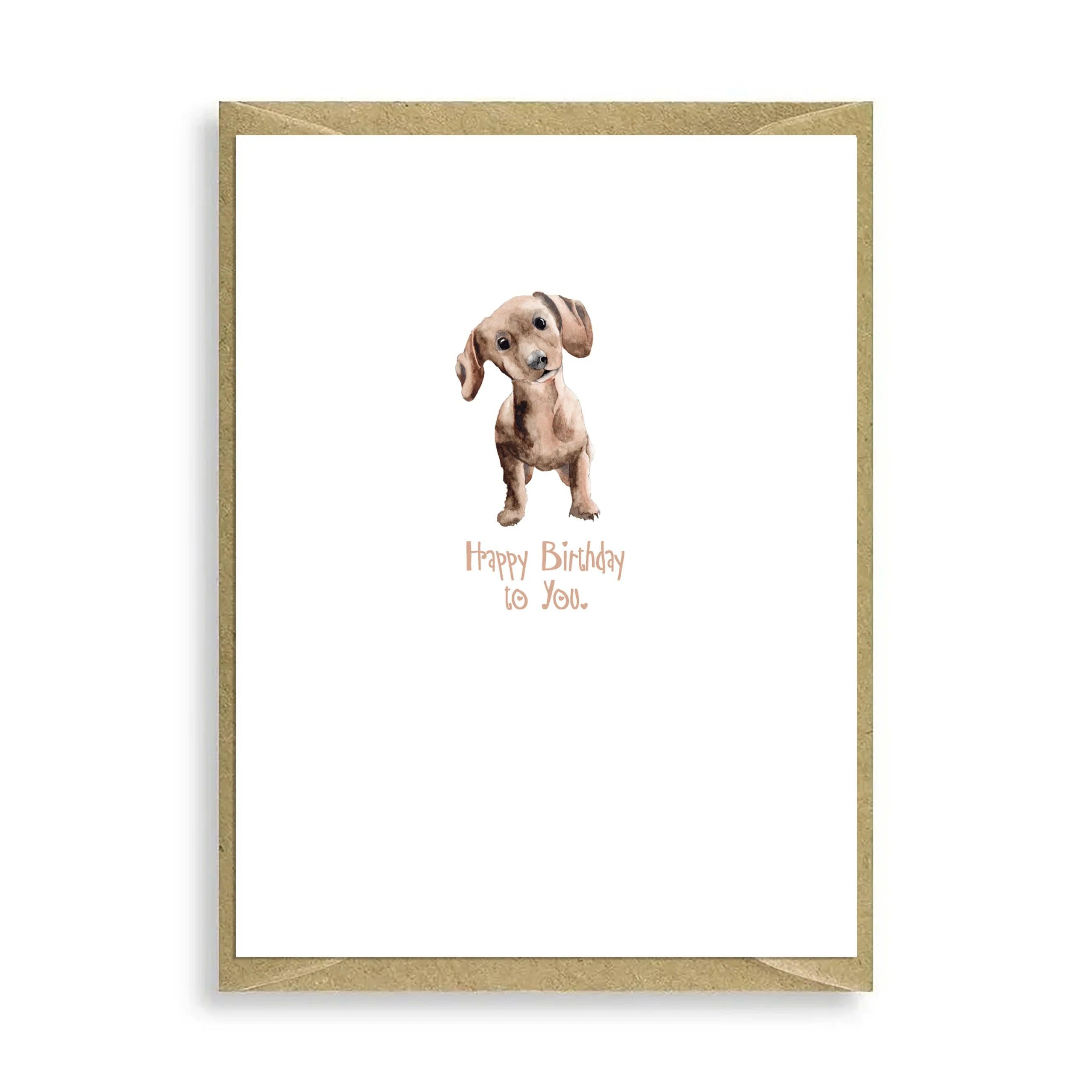 Fabulous Gifts Crumble & Core Dachshund Happy Birthday To You Mini Card by Weirs of Baggot Street