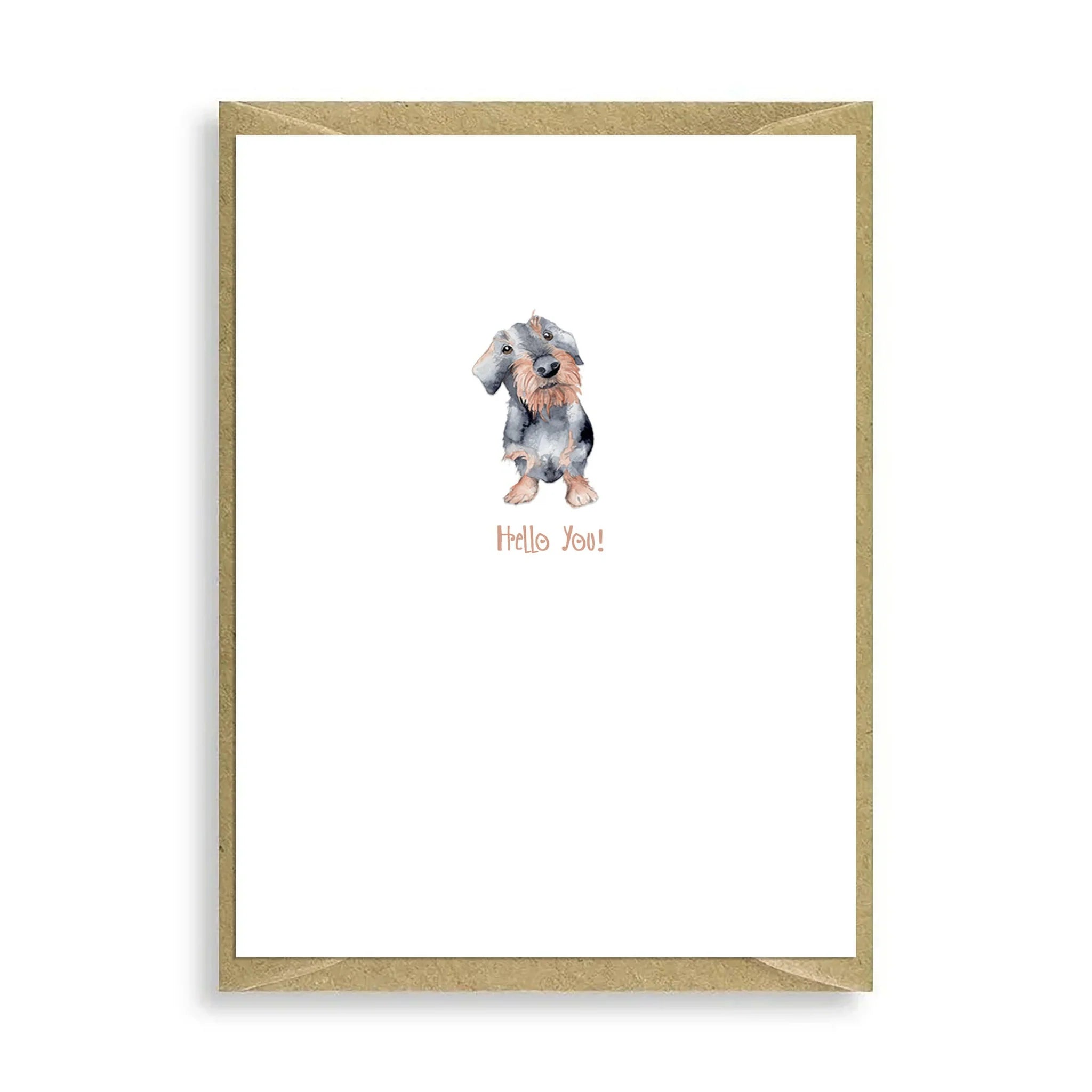 Fabulous Gifts Crumble & Core Hairy Dachshund Hello You Mini Card by Weirs of Baggot Street