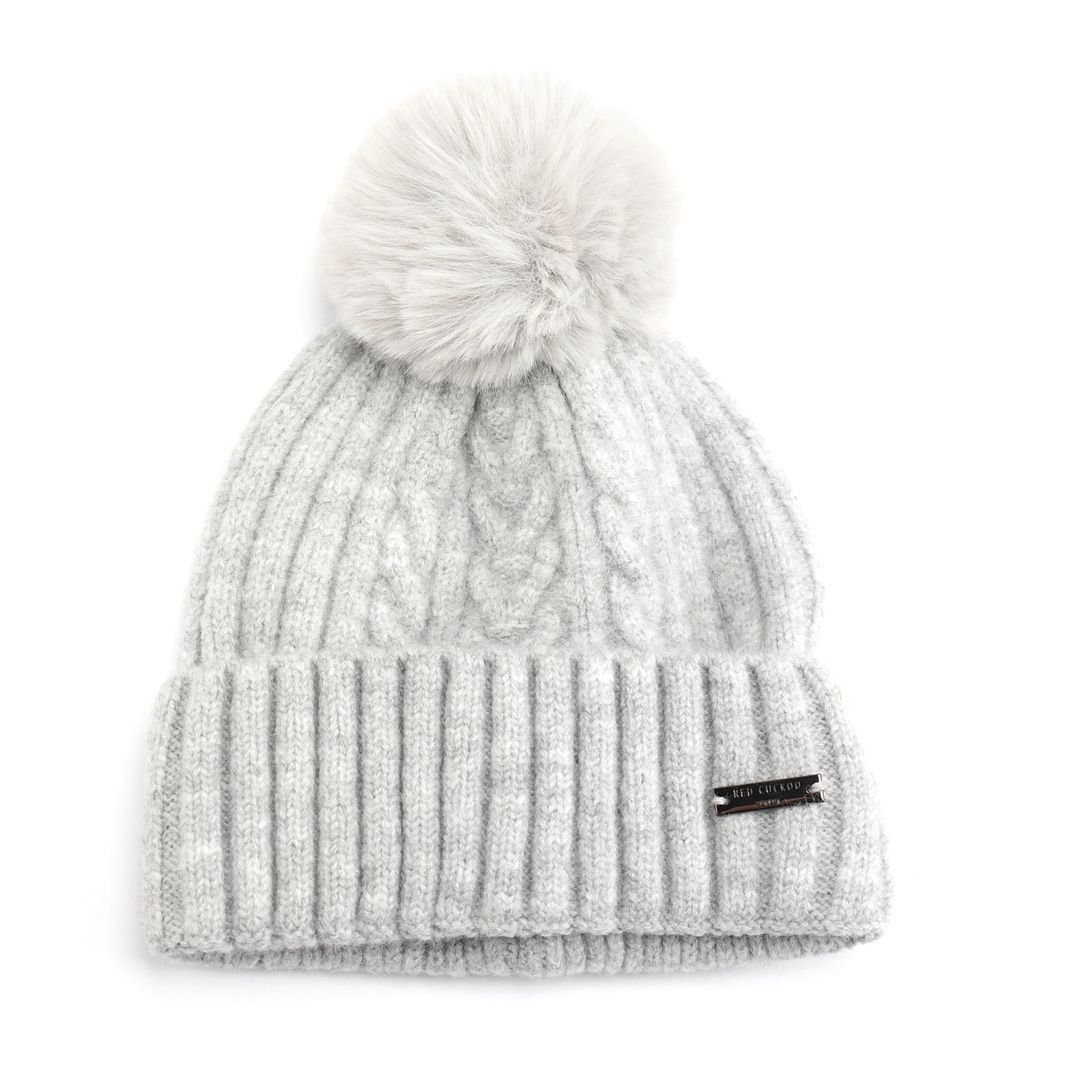 Fabulous Gifts Fashion Knit Bobble Hat Silver by Weirs of Baggot Street