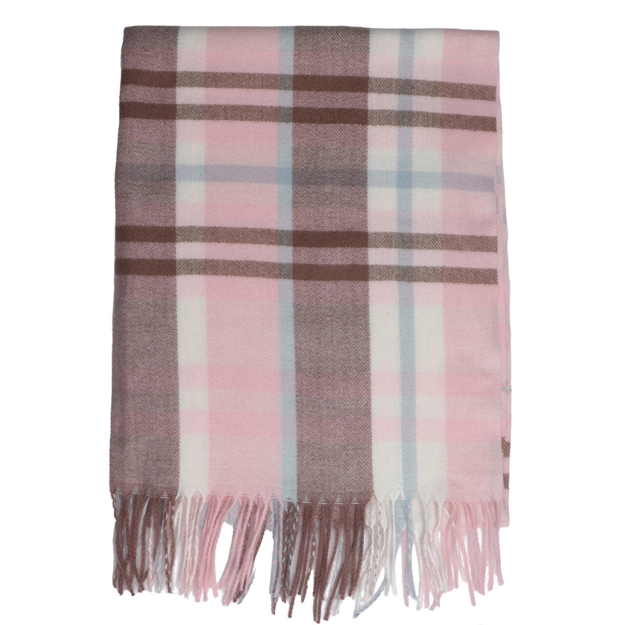 Fabulous Gifts Fashion Pale Pink Check Tassled Scarf by Weirs of Baggot Street