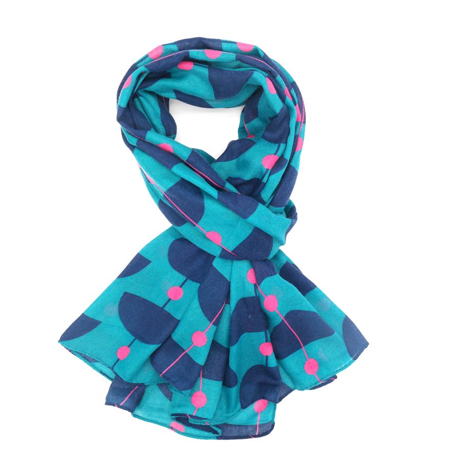 Fabulous Gifts Fashion Retro Shapes Scarf Teal by Weirs of Baggot Street