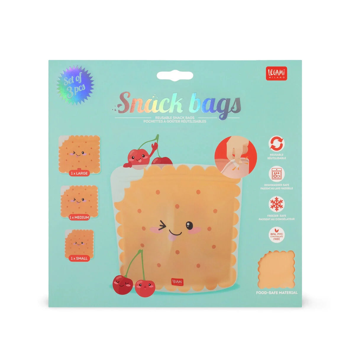 Fabulous Gifts Food Storage Legami Set Of 3 Reusable Food Pouches Cookie by Weirs of Baggot Street