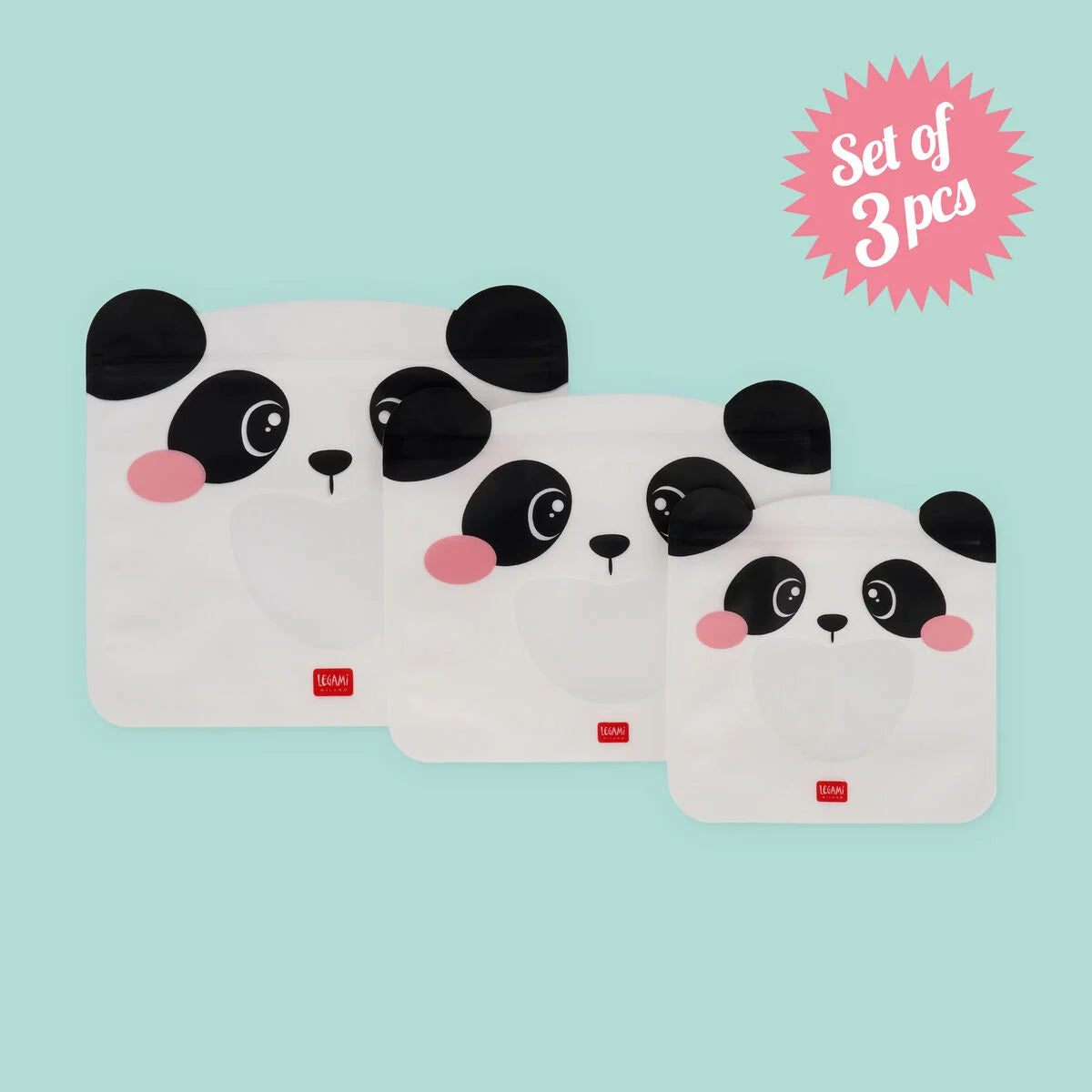 Fabulous Gifts Food Storage Legami Set Of 3 Reusable Food Pouches Panda by Weirs of Baggot Street