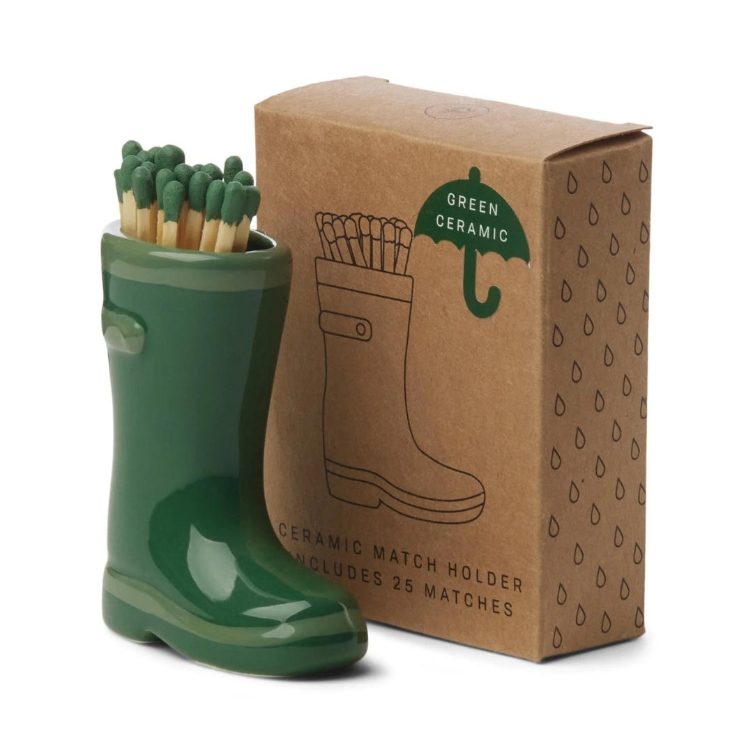 Fabulous Gifts Gentlemens Hardware Wellington Boot Matches Holder with 25 Matches Dark & Light Green by Weirs of Baggot Street