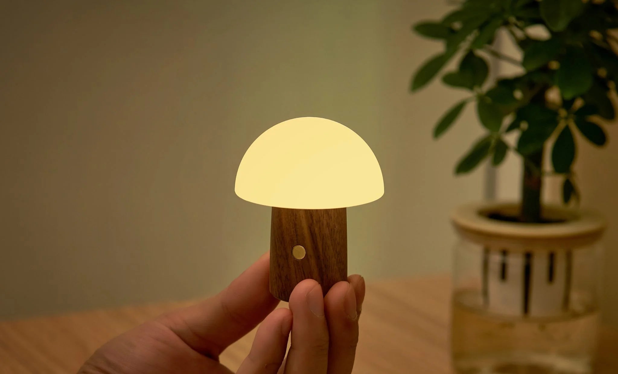 Fabulous Gifts Gingko Design Super Mini Alice Mushroom Lamp Walnut by Weirs of Baggot Street