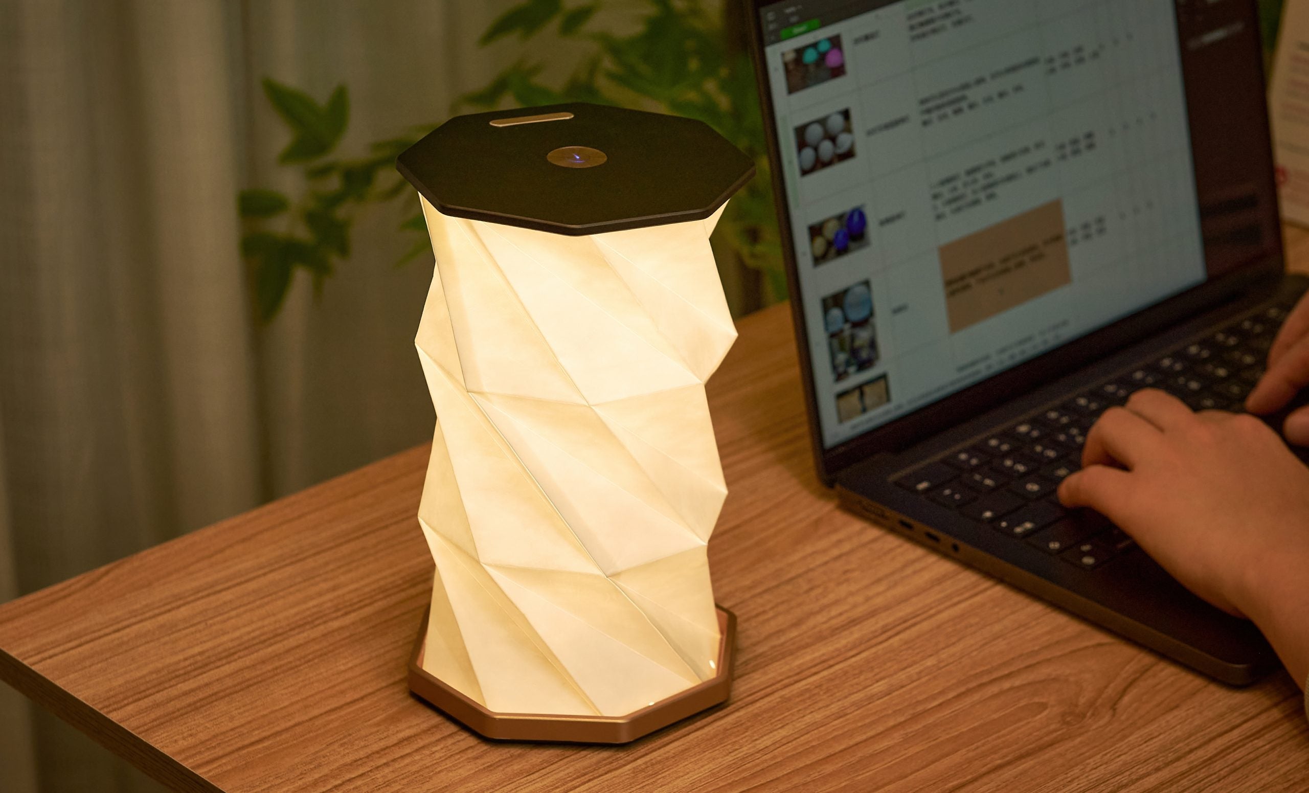 Fabulous Gifts Gingko Design Twist Hexagon Lamp Walnut by Weirs of Baggot Street