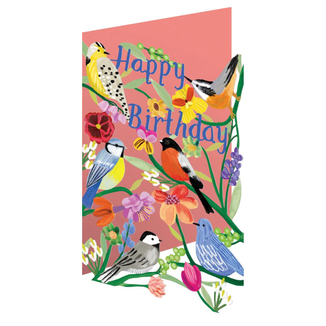 Fabulous Gifts Greeting Cards Roger La Borde Bright Birds Birthday Lasercut Card by Weirs of Baggot Street