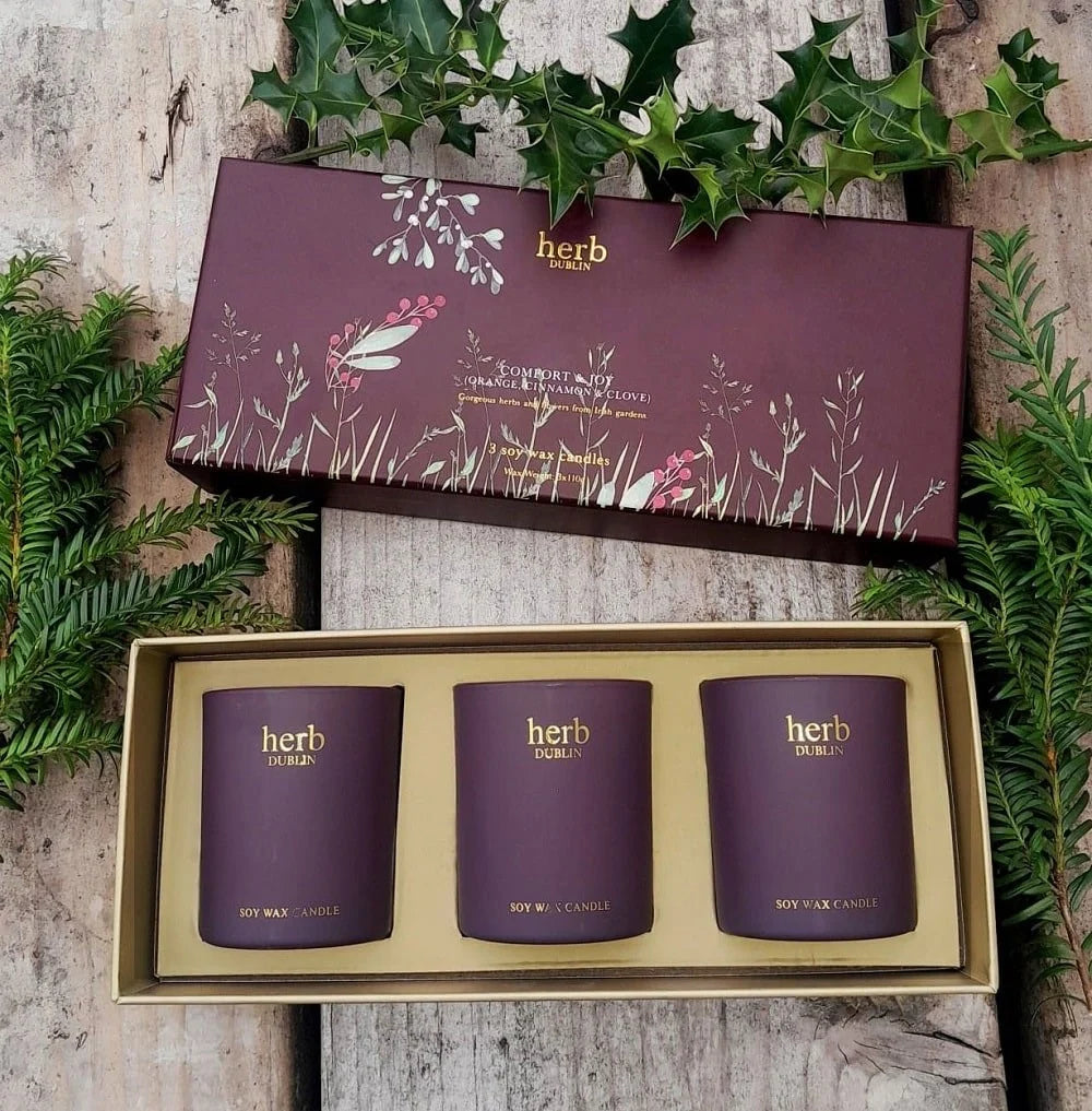 Fabulous Gifts Irish Botanicals Herb Christmas Trio Candle Set by Weirs of Baggot Street