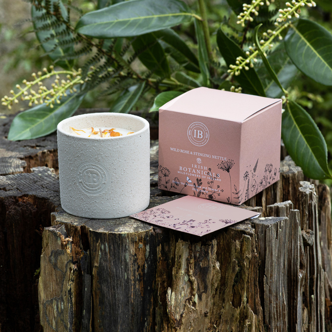 Fabulous Gifts Irish Botanicals Wildflower  Rose & Stinging Nettle Ceramic Candle by Weirs of Baggot Street