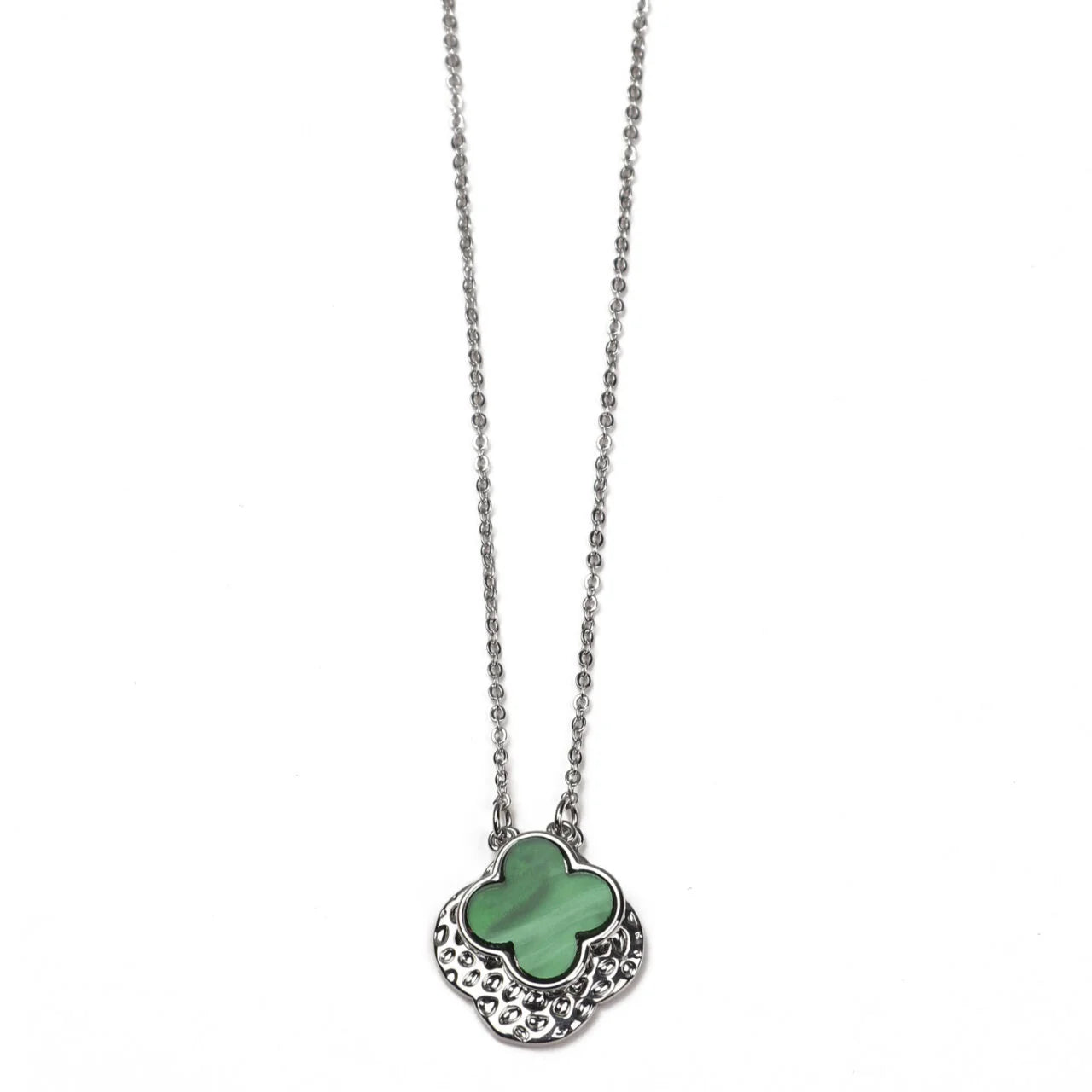 Fabulous Gifts Jewellery Necklace Double Clover Green Silver by Weirs of Baggot Street