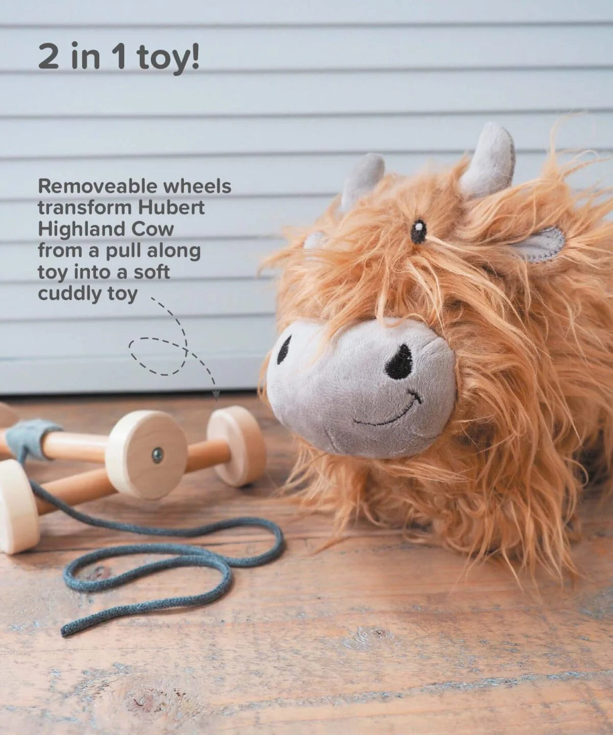 Fabulous Gifts Little Bird Told Me Hubert Highland Cow Pull Along Toy by Weirs of Baggot Street