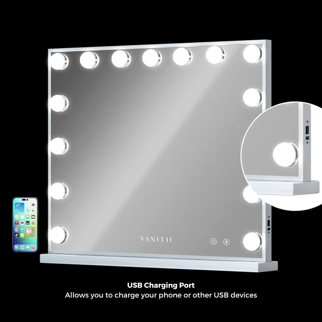 Fabulous Gifts Mary Hollywood Vanity Mirror with Bluetooth XXL - 15 Dimmable LED Bulbs by Weirs of Baggot Street