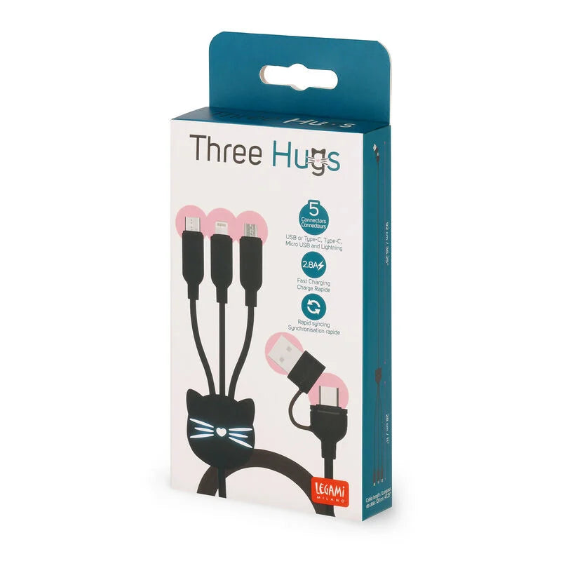 Fabulous Gifts Stationery Legami 3-In-1 Charging Cable Kitty by Weirs of Baggot Street