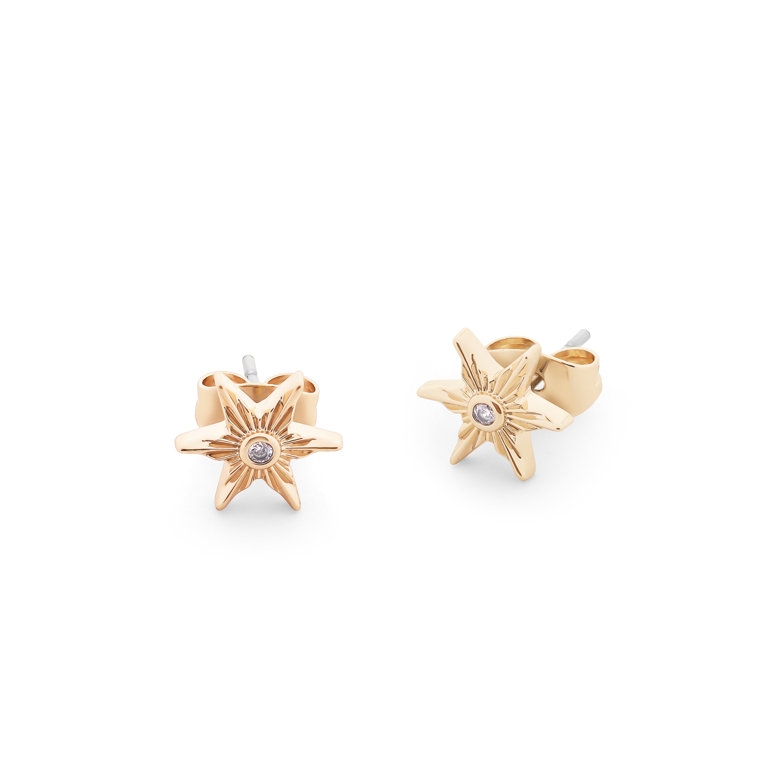 Fabulous Gifts Tipperary Crystal Compass Star Stud Earrings Gold by Weirs of Baggot Street