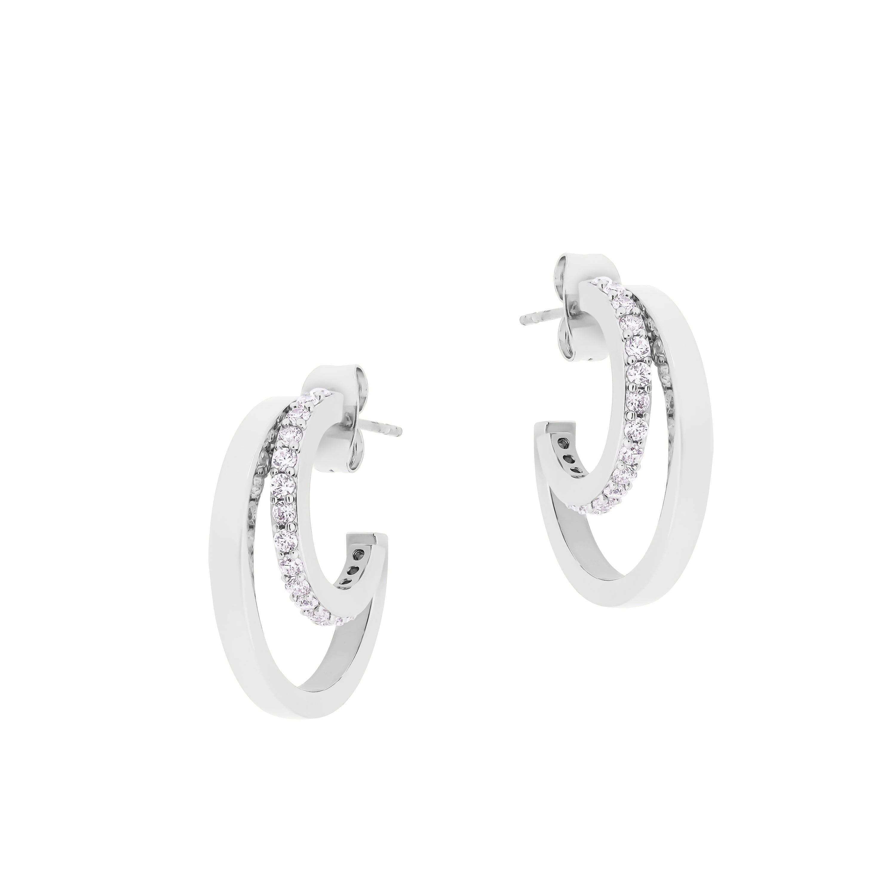 Fabulous Gifts Tipperary Crystal Double C Earrings Silver by Weirs of Baggot Street