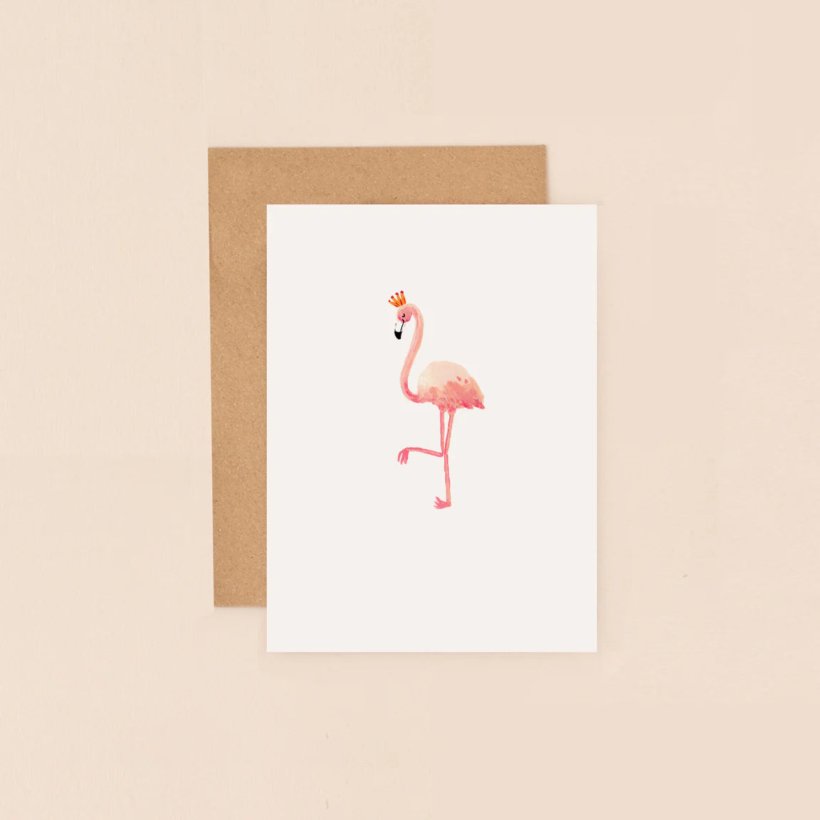 Fabulous Greeting Cards Louise Mulgrew Mini Card Flamingo With Crown Card by Weirs of Baggot Street