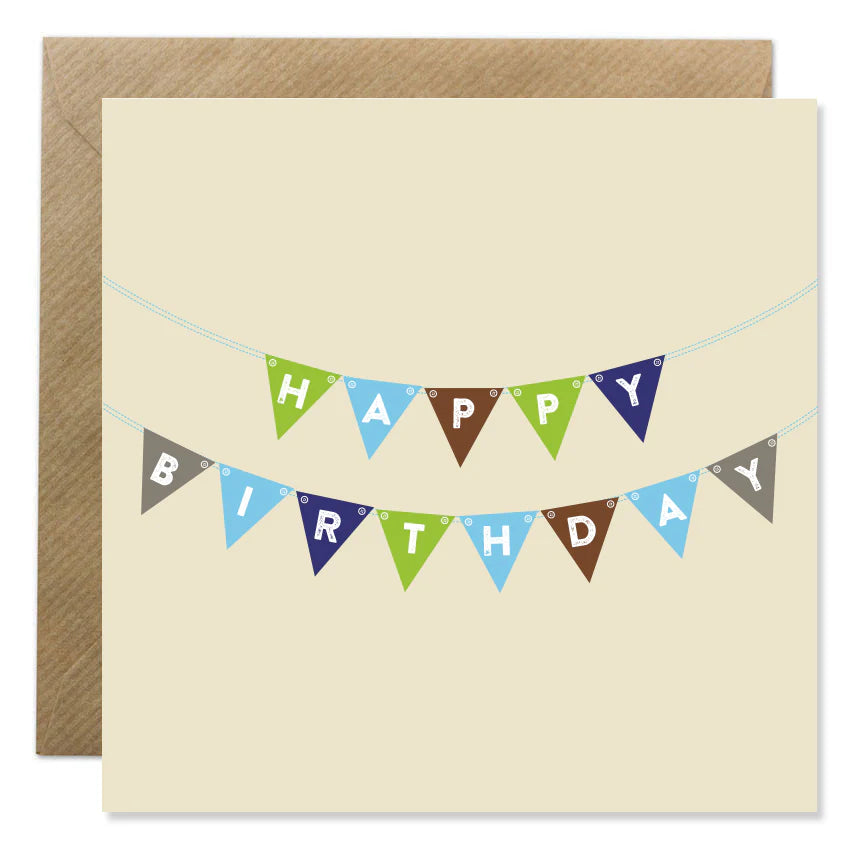 Fabulous Irish Made Greeting Cards Bold Bunny Happy Birthday Bunting Blue Card by Weirs of Baggot Street