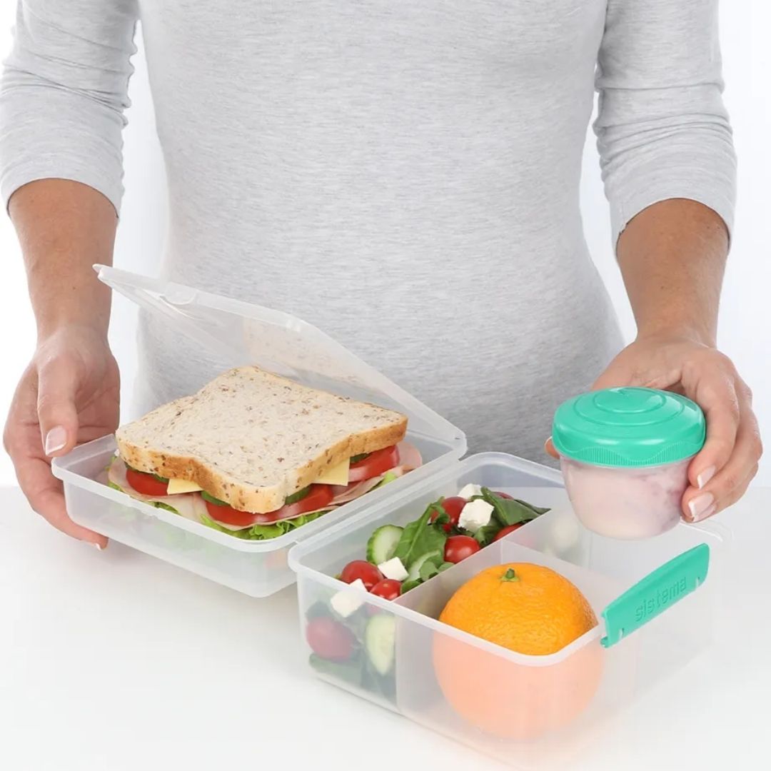 Food Storage | Sistema Clear Lunch Cube Max with Yoghurt Pot by Weirs of Baggot Street