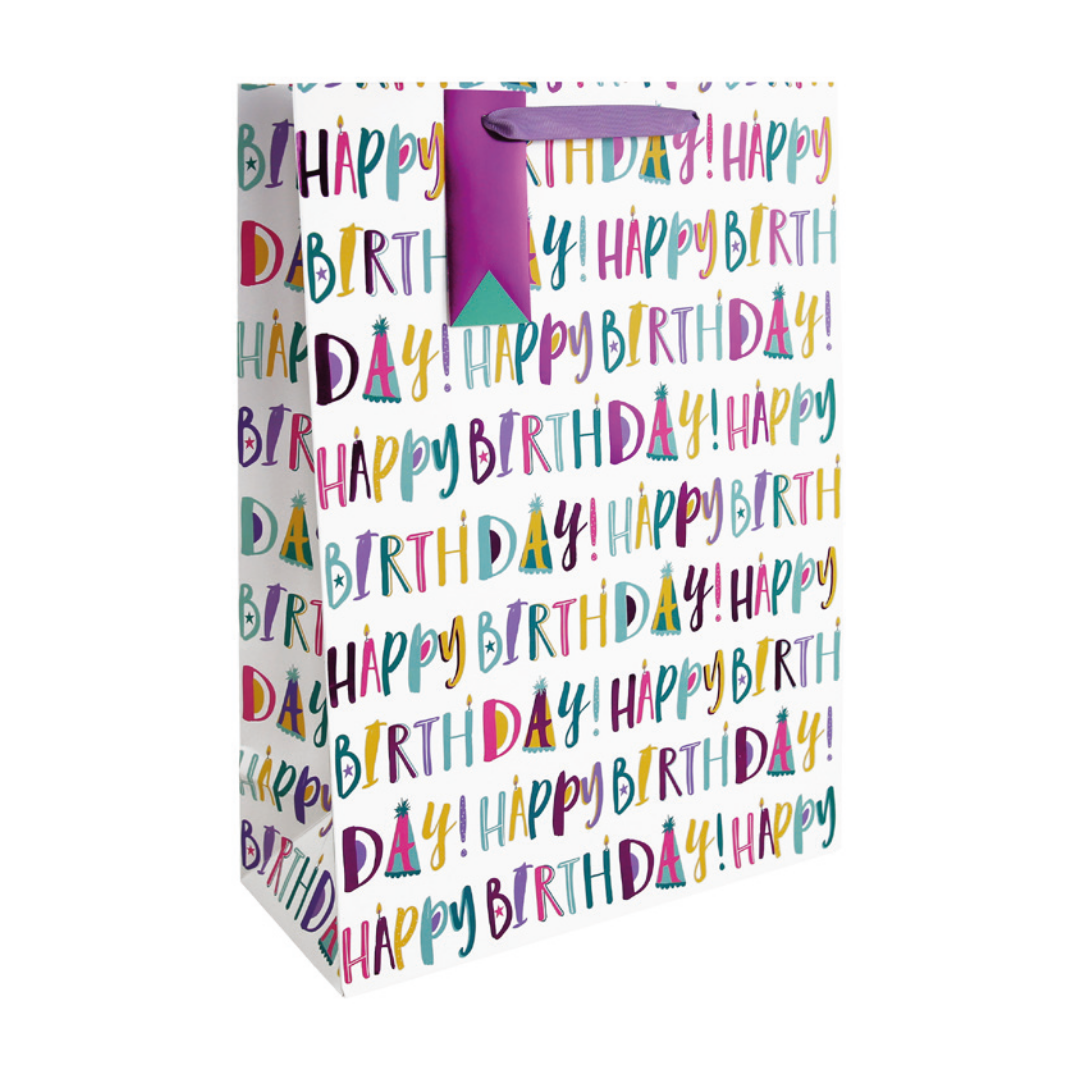 Gift Bag Large - Female Text Birthday Finishing Touches Party Time by Weirs of Baggot Street