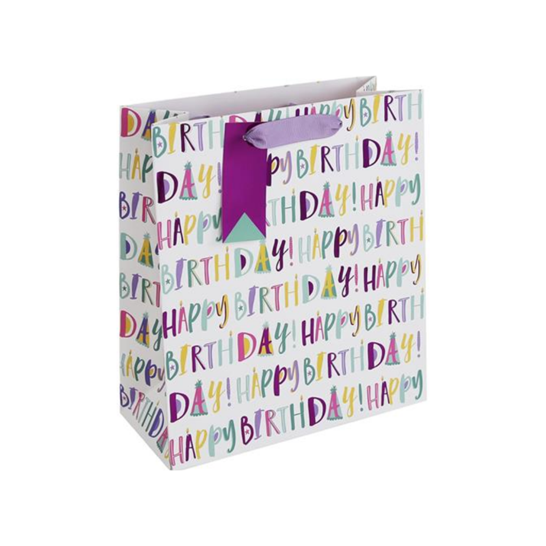 Gift Bag Medium - Female Text Birthday Finishing Touches Party Time by Weirs of Baggot Street