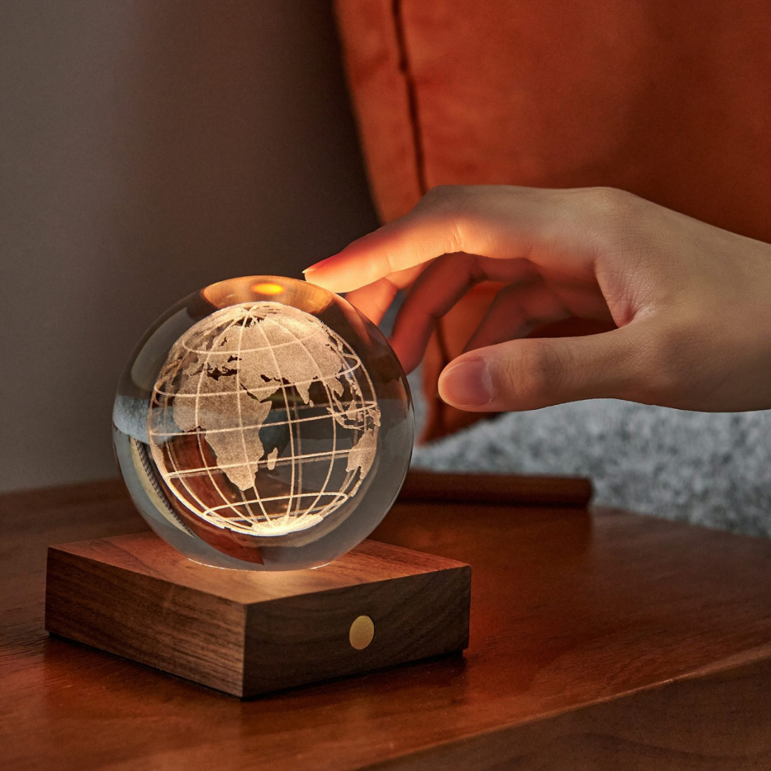 Gingko Design | Amber Crystal Light World Globe by Weirs of Baggot Street